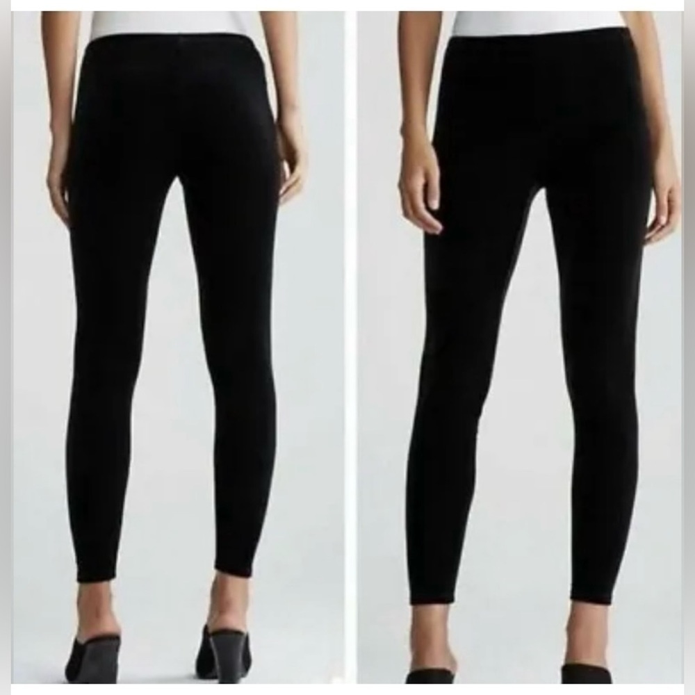 Eileen Fisher Black Velvet Ankle Skinny Leggings Size L
